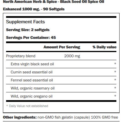 OIL OF BLACK SEED nutricni info